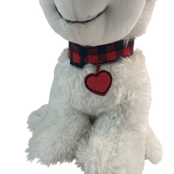 RBI Puppy Dog 16” Plush White Brown w/Red Plaid Collar by Ron Banafato Inc - Picture 5 of 8